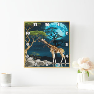 Giraffe från Sjö under en måndagskväll Fyrkantig Klocka