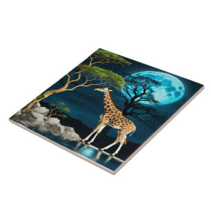 Giraffe från Sjö under en måndagskväll Kakelplatta