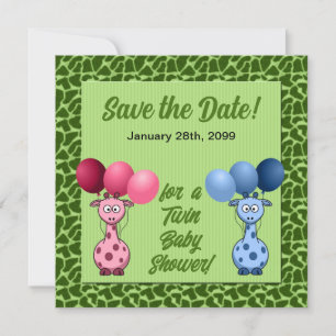Giraffe Fraternal Twillingar Baby Shower Spara Datumet