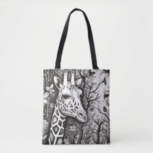 Giraffe fredliga natur Prairie Sketch Teckning Art Tygkasse