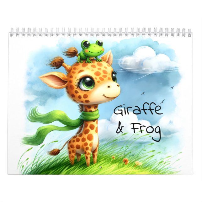 Giraffe & Frog Barns vattenfärg Illustrated Kalender (Omslag)