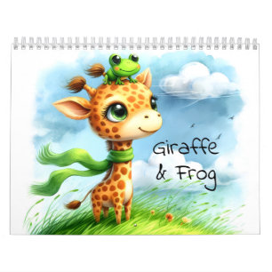 Giraffe & Frog Barns vattenfärg Illustrated Kalender