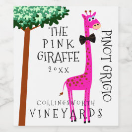 Giraffe Funny Whimsical Vinflaska Etikett
