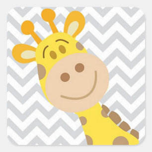 Giraffe Fyrkantigt Klistermärke