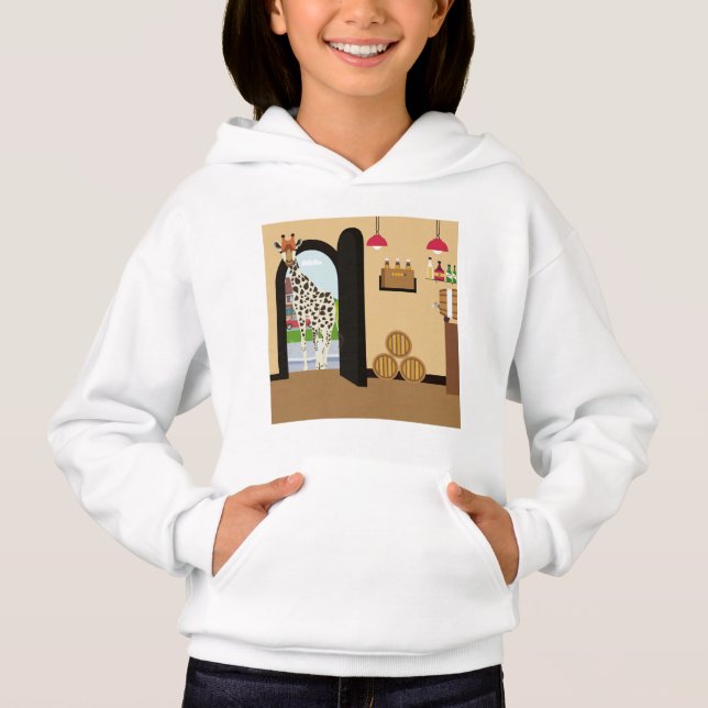 Giraffe går in i pub t shirt (Framsida)