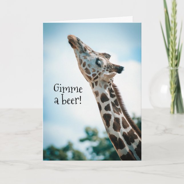 Giraffe Ge me A Beer Roligt Friend Kort (Framsida)