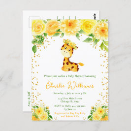 Giraffe Gender Neutral Baby Shower Vykort