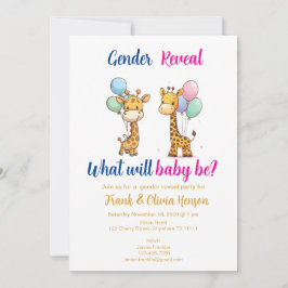 Giraffe Gender Reveal med ballonger Inbjudningar