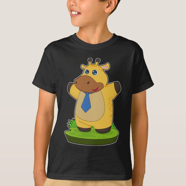 Giraffe gentleman an Necktie T Shirt (Framsida)