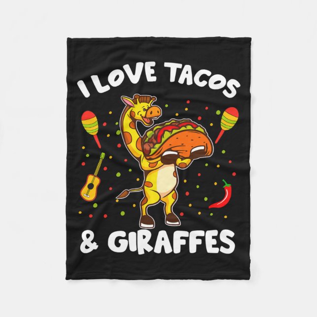 Giraffe Giraffes I Love Tacos And Giraffes Funny G Fleecefilt (Framsidan)