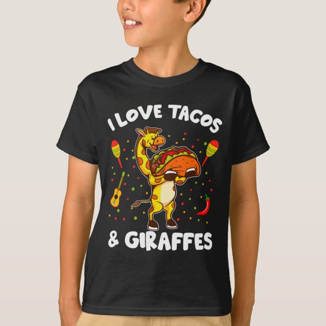 Giraffe Giraffes I Love Tacos And Giraffes Funny G T Shirt (Framsida)
