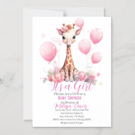 Giraffe Girl Baby Shower Invitation Magnetisk Inbjudningskort