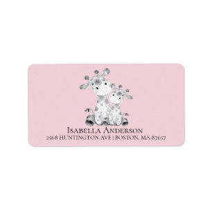 Giraffe Girls Baby Shower-adressetikett Adressetikett
