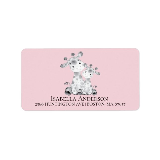 Giraffe Girls Baby Shower-adressetikett Adressetikett (Framsidan)