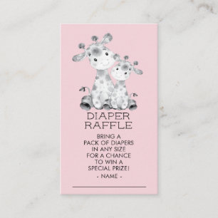 Giraffe Girls Baby Shower Diaper Raffle Biljett Tilläggskort