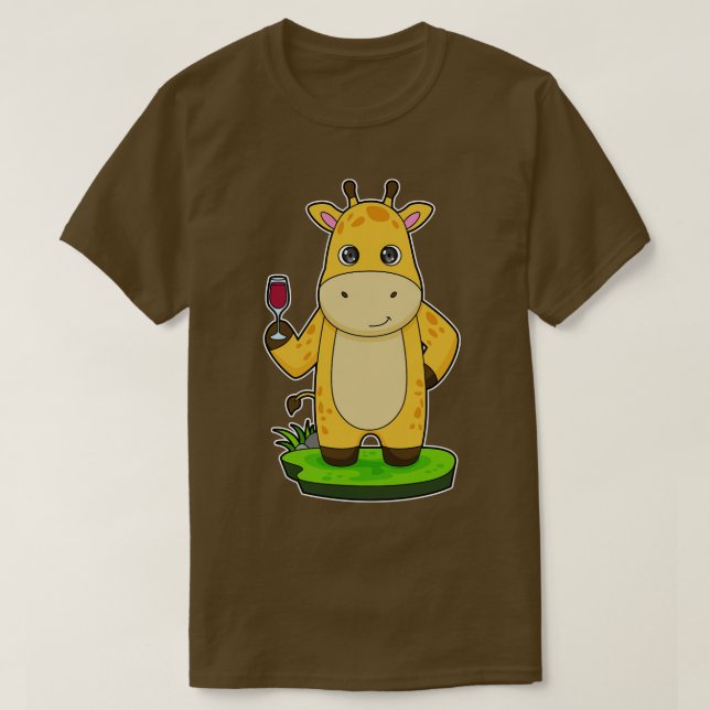 Giraffe-glas av Röda vin T Shirt (Design framsida)