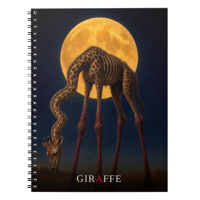 Giraffe Glödande Ben gotisk Surreal Anteckningsbok (Framsidan)