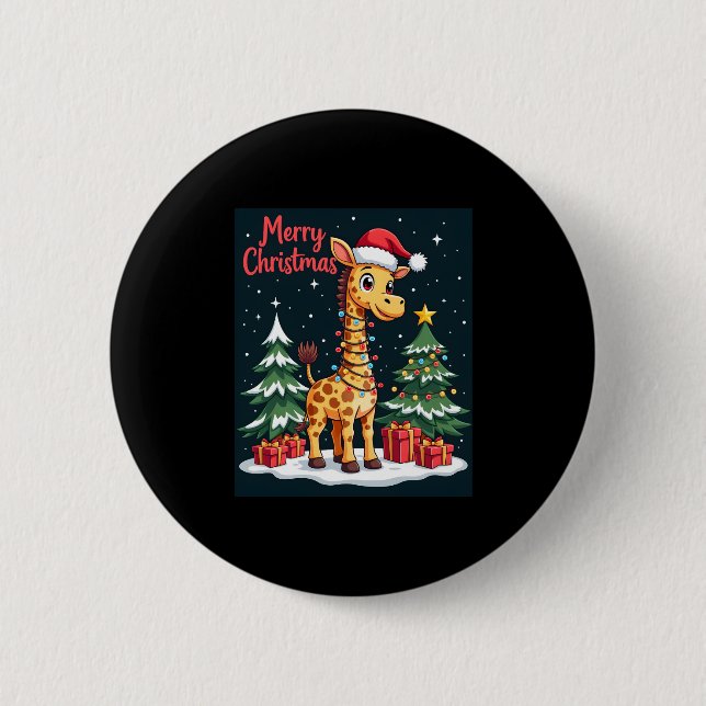 Giraffe God jul Träd Lighting Santa Giraff Knapp (Framsida)