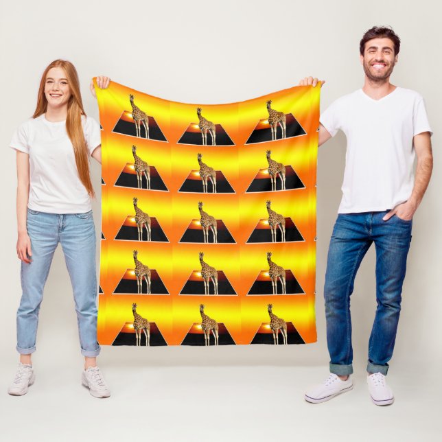 Giraffe Golden Sunset, Medium Fleecefilt (På plats)