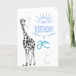 Giraffe Grattis på födelsedagen Card Tack Kort