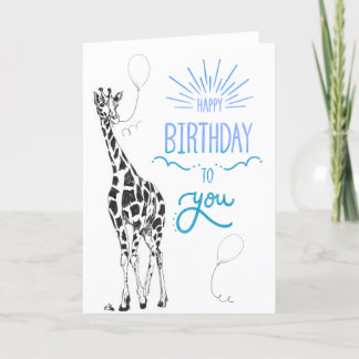 Giraffe Grattis på födelsedagen Card Tack Kort