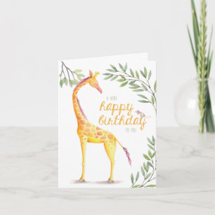 Giraffe Grattis på födelsedagen-hälsningskort Kort