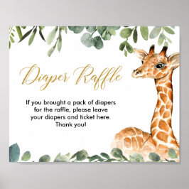 Giraffe greenery babydusch, raffelskylt poster
