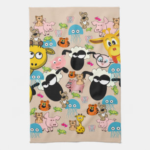 Giraffe, Grisar, Elephant, Kitchen Hand Towel Kökshandduk