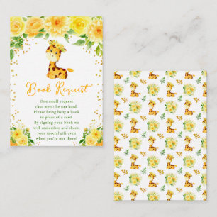 Giraffe Gul Blommig Bebis Shower Bok Begäran Tilläggskort