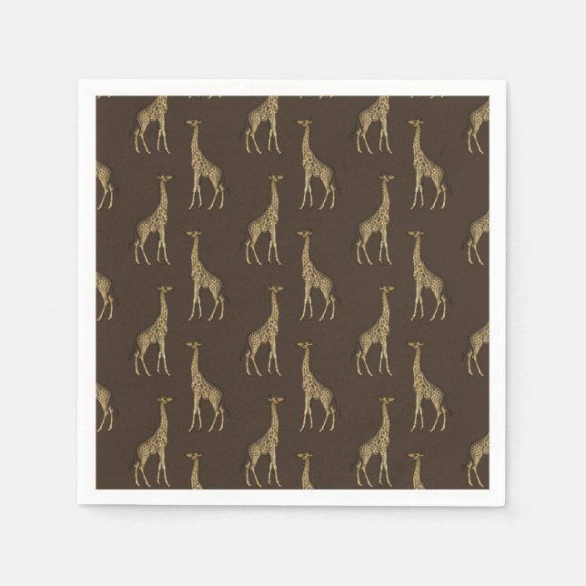 Giraffe Guld Chic Elegant Napkins Pappersservett (Framsidan)