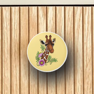 Giraffe Gult Porträtt Flowers Knopp