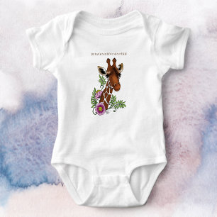 Giraffe Gult Porträtt Flowers T Shirt