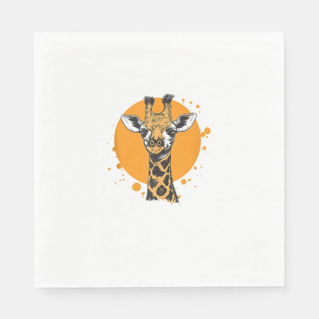 Giraffe Gult Sol Abstrakt Animal Porträtt Pappersservett (Framsidan)