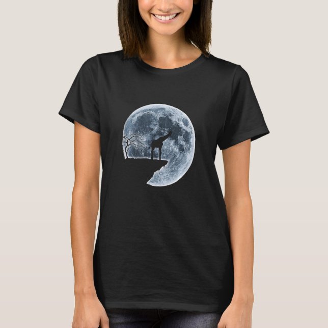 Giraffe Halloween Costume Måne Silhouette T Shirt (Framsida)
