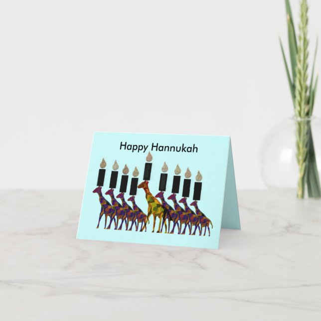 Giraffe Hannukah Menorah Cards Helgkort (Framsida)