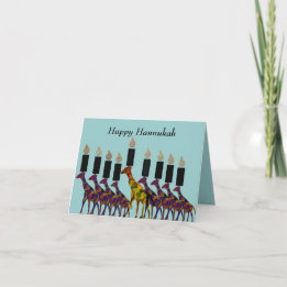 Giraffe Hannukah Menorah Cards Helgkort