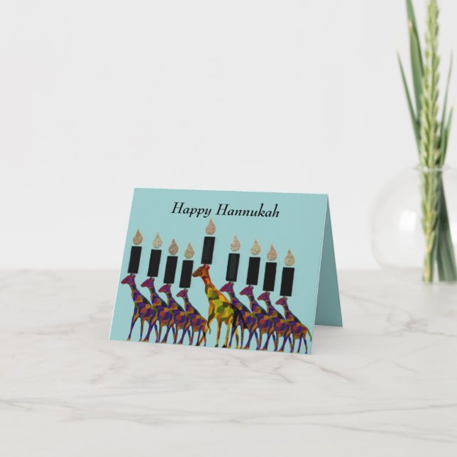 Giraffe Hannukah Menorah Cards Helgkort (Framsida)
