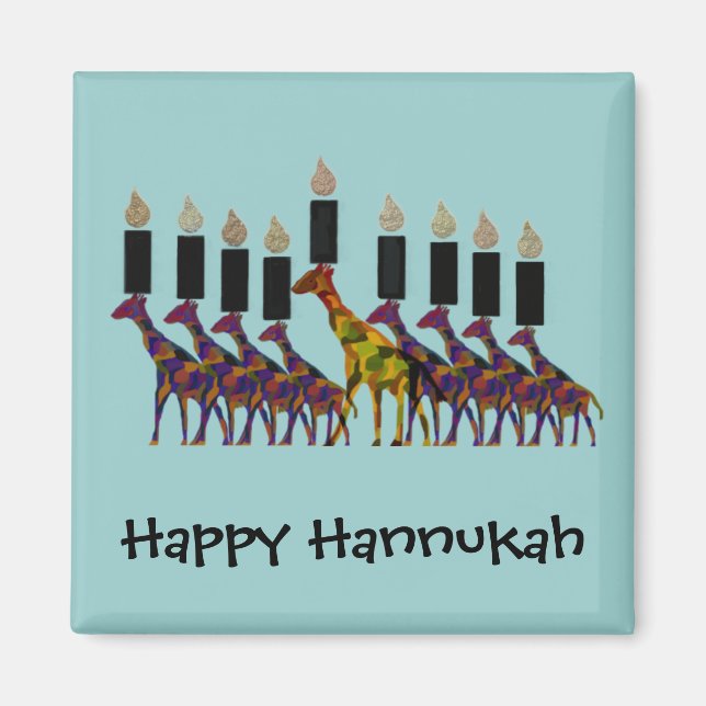 Giraffe Hannukah Menorah Magnets Magnet (Framsidan)