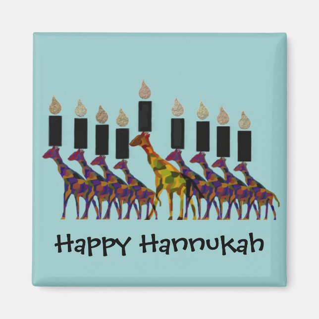 Giraffe Hannukah Menorah Magnets Magnet (Framsidan)