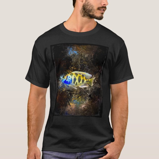 Giraffe Hap African Cichlid Abstract Portrait Grap T Shirt (Framsida)