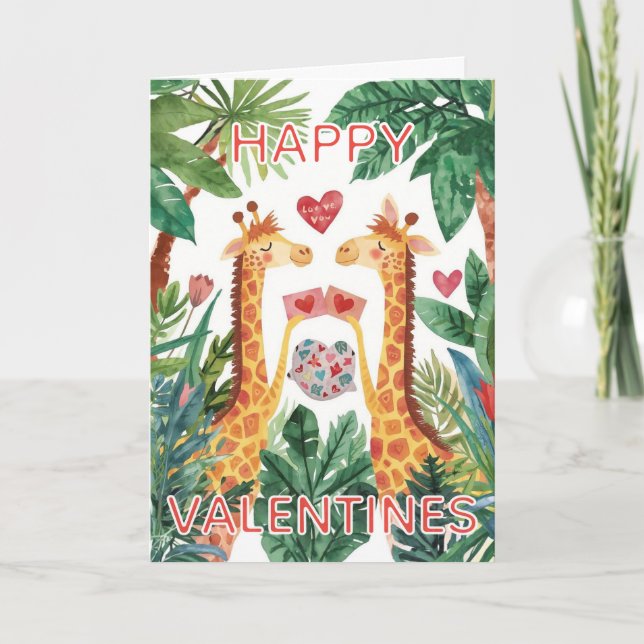 Giraffe Happy Valentines Kort (Framsida)