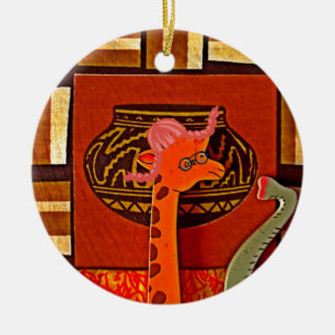 Giraffe Hat Art-utskrift Julgransprydnad Keramik