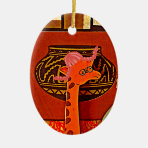 Giraffe Hat Art-utskrift Julgransprydnad Keramik