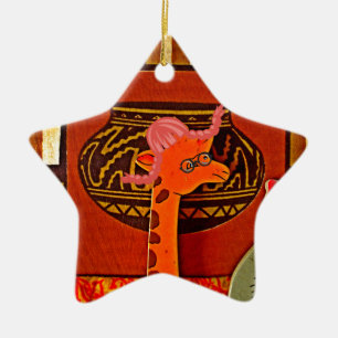 Giraffe Hat Art-utskrift Julgransprydnad Keramik