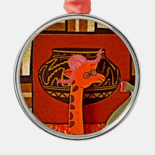 Giraffe Hat Art-utskrift Julgransprydnad Metall