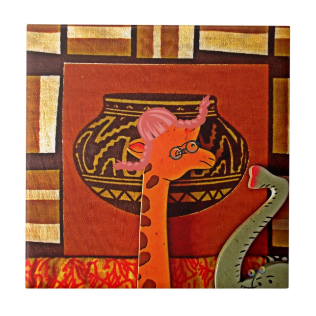 Giraffe Hat Art-utskrift Kakelplatta (Framsidan)