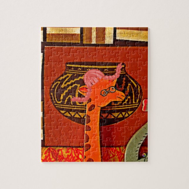 Giraffe Hat Art-utskrift Pussel (Vertikal)