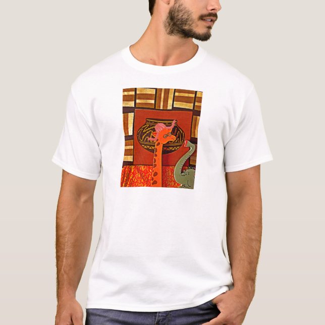 Giraffe Hat Art-utskrift T Shirt (Framsida)