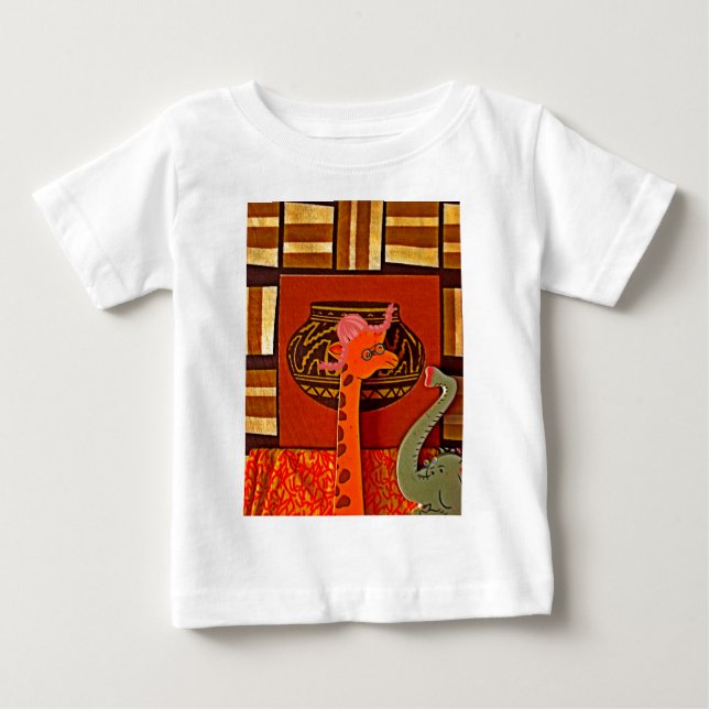 Giraffe Hat Art-utskrift Tee Shirt (Framsida)