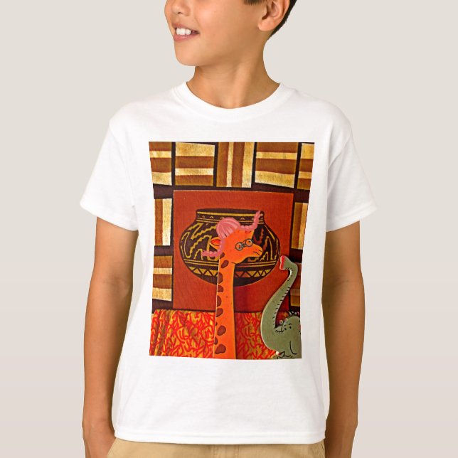Giraffe Hat Art-utskrift Tee Shirt (Framsida)